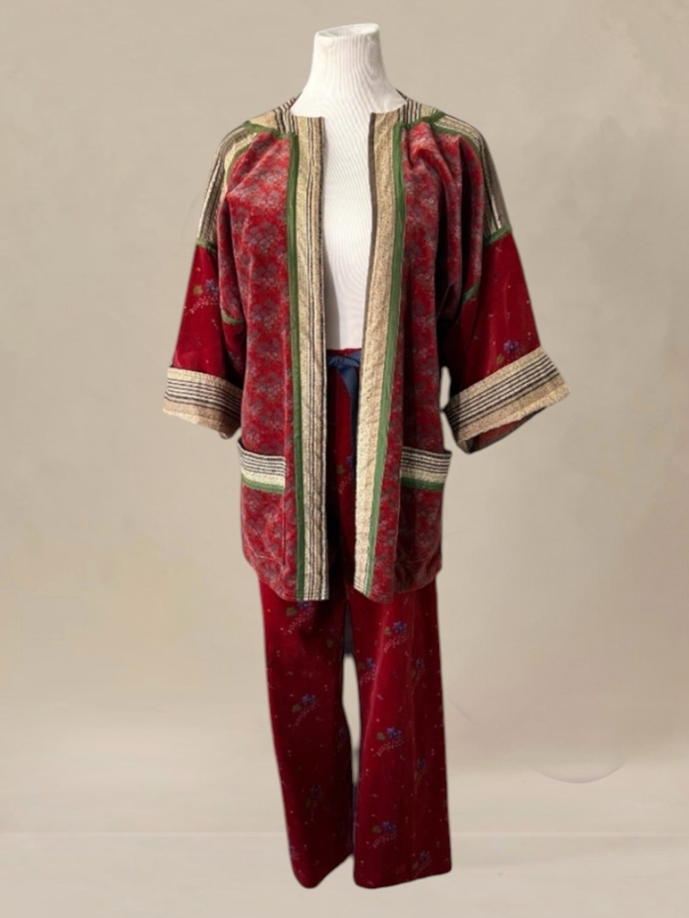 VTG! GUUS LIGTHART Amsterdam & New York Velvet Kimono Jacket Pant Set Medium